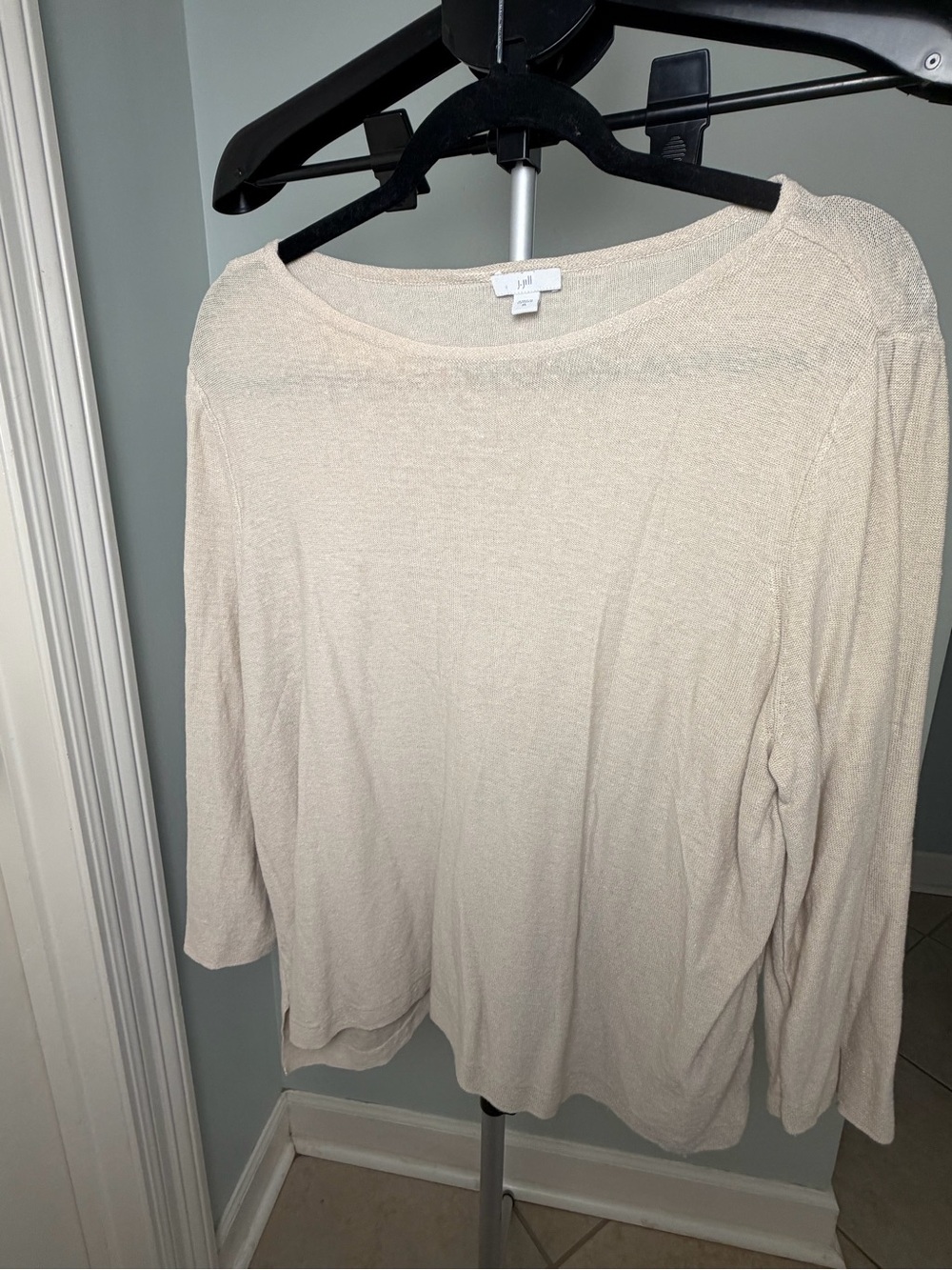 J.Jill Beige Linen Blend Lightweight Oversized Sweater Top Size XL
